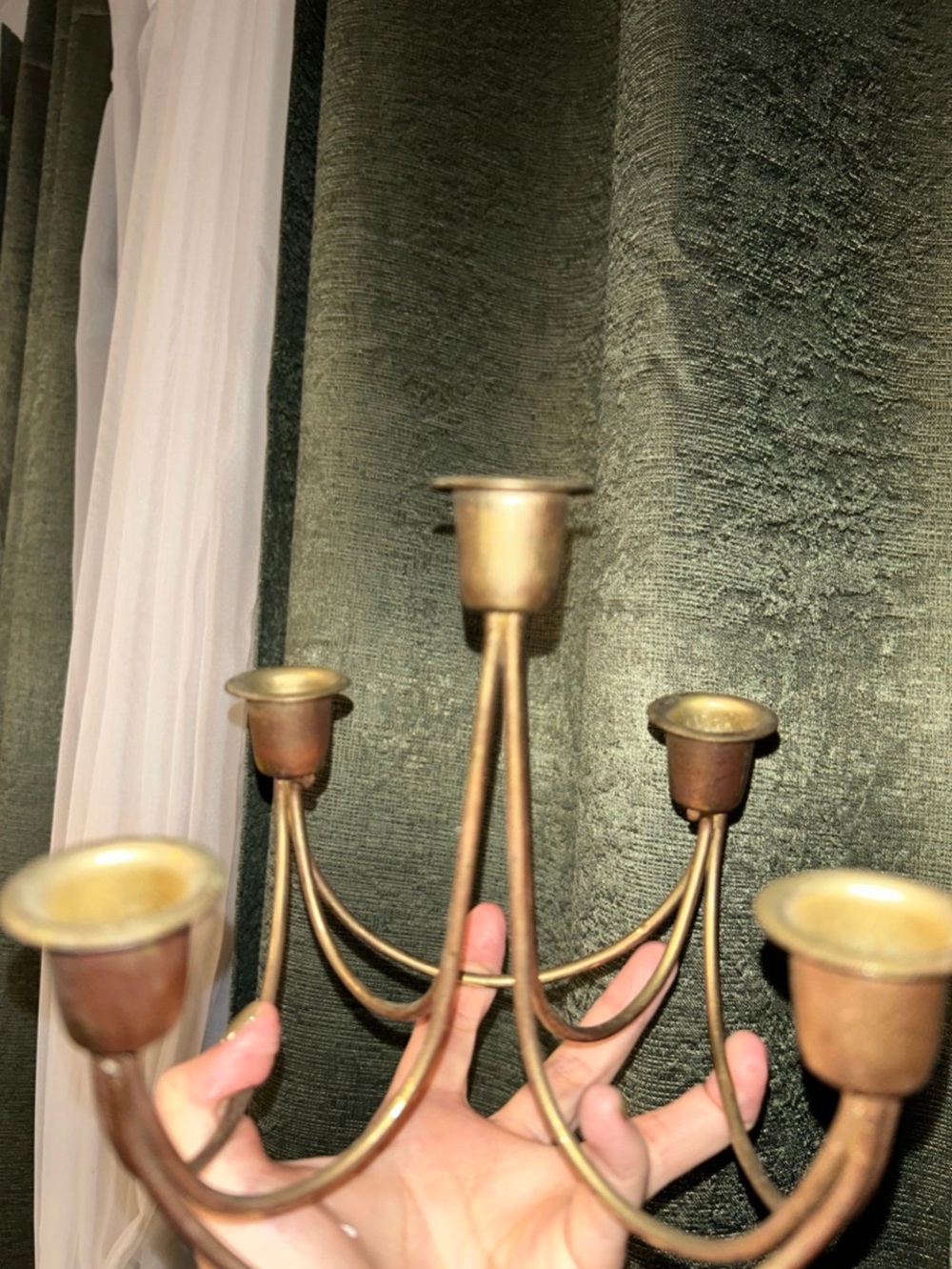 Vintage Brass Finish 5-Arm Candelabra Candlestick Holder
